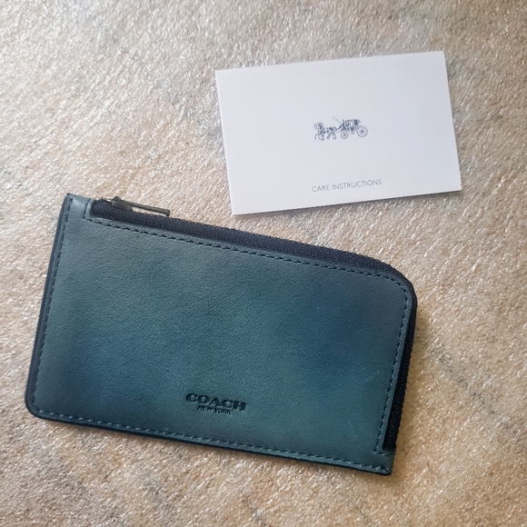 Coach L-Zip Card Case , NEW, Teal - Picture 1 of 7